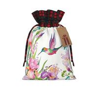 Bolsas de regalo de arpillera con cordón de arpillera con pájaros y flores, bolsas de regalo de tela premium, ideales para cualquier ocasión