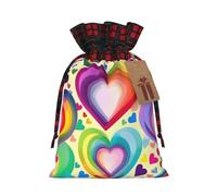 Bolsas de regalo de arpillera con cordón de corazones en colores arco iris, bolsas de regalo de tela premium, ideales para cualquier ocasión