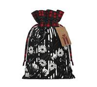 Bolsas de regalo de arpillera con cordón de flores a rayas blancas y negras, bolsas de regalo de tela de primera calidad, ideales para cualquier ocasión