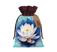 Bolsas de regalo de arpillera con cordón de flores de loto asiático, bolsas de regalo de tela premium, ideales para cualquier ocasión