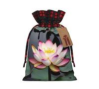 Bolsas de regalo de arpillera con cordón de flores de loto, color blanco, ideales para cualquier ocasión