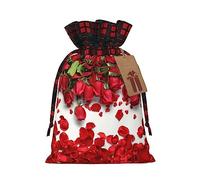 Bolsas de regalo de arpillera con cordón de imitación de pétalos de rosa roja, bolsas de regalo de tela de primera calidad, ideales para cualquier ocasión