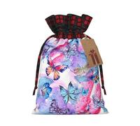 Bolsas de regalo de arpillera con cordón de mariposa coloridas, bolsas de regalo de tela premium, ideales para cualquier ocasión