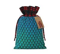 Bolsas de regalo de arpillera con cordón de retazos de escamas de peces azules, bolsas de regalo de tela premium, ideales para cualquier ocasión