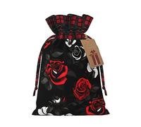 Bolsas de regalo de arpillera con cordón de rosas negras, blancas y rojas, bolsas de regalo de tela premium, ideales para cualquier ocasión