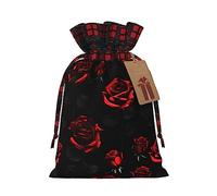Bolsas de regalo de arpillera con cordón de rosas rojas y negras, bolsas de regalo de tela premium, ideales para cualquier ocasión