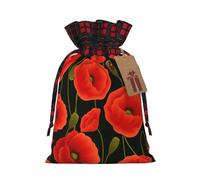 Bolsas de regalo de arpillera con cordón, diseño de flores de amapola, ideales para cualquier ocasión