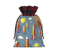 Bolsas de regalo de arpillera con diseño de cohete de dibujos animados, bolsas de regalo de tela de calidad, ideales para vacaciones y ocasiones especiales