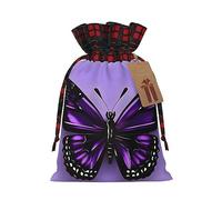 Bolsas de regalo de arpillera con diseño de mariposas moradas de ensueño, bolsas de regalo de tela de calidad, ideales para vacaciones y ocasiones especiales