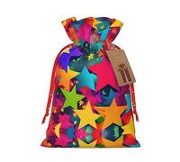 Bolsas de regalo de arpillera con estrellas de arco iris, ideales para cumpleaños, aniversarios, bolsas de regalo de tela artísticas para todas las ocasiones
