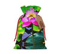 Bolsas de regalo de arpillera con flores de loto, ideales para cumpleaños, aniversarios, bolsas de regalo de tela artísticas para todas las ocasiones