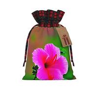 Bolsas de regalo de arpillera con patrón de flores de hibisco, bolsas de regalo de tela premium para vacaciones y celebraciones