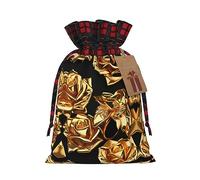 Bolsas de regalo de arpillera con patrón de rosas doradas, bolsas de regalo de tela de calidad, ideales para vacaciones y ocasiones especiales