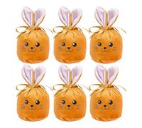 Bolsas de regalo de conejo de Pascua - 6 bolsas de terciopelo con cordón y orejas de conejo | de temática de conejo para joyería de dulces | Party Favor Bag - Bebés Niños Suministros para