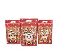 Bolsas de regalo de Feliz Año Nuevo, bolsa crujiente de copo de nieve, año del caballo Candy Treat Goodie bolsas para el año nuevo chino suministros de fiesta decoraciones con cordón