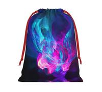 Bolsas de regalo de felpa ultra suaves con estampado de fuego azul y rosa, con cordón, regalos de dulces para fiestas de Navidad, bolsas de joyería de boda