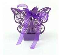 Bolsas de regalo de fiesta, cajas de regalo de boda, caja de caramelos, bolsa de regalo de boda, decoraciones de mariposas de papel para bodas, baby shower, suministros de fiesta (color: 2) (morado)