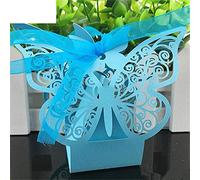 Bolsas de regalo de fiesta, cajas de regalo de boda, caja de caramelos, bolsa de regalo de boda, decoraciones de mariposas de papel para bodas, baby shower, suministros de fiesta (color: 2) (azul)