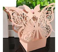 Bolsas de regalo de fiesta, cajas de regalo de boda, caja de caramelos, bolsa de regalo de boda, decoraciones de mariposas de papel para bodas, baby shower, suministros de fiesta (color: 2) (rosa)