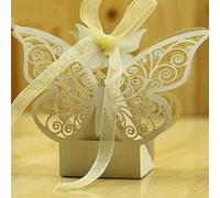 Bolsas de regalo de fiesta, cajas de regalo de boda, caja de caramelos, bolsa de regalo de boda, decoraciones de mariposas de papel para bodas, baby shower, suministros de fiesta (color: 2) (amarillo)