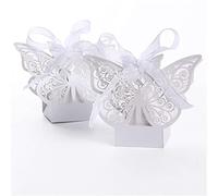 Bolsas de regalo de fiesta, cajas de regalo de boda, caja de caramelos, bolsa de regalo de boda, decoraciones de mariposas de papel para bodas, baby shower, suministros de fiesta (color: 2) (blanco)