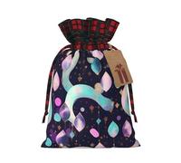 Bolsas de regalo de fiesta de Navidad con bonito patrón brillante, cordón de lino, para Navidad, vacaciones, boda, golosinas, dulces, bolsas de joyería, tela a cuadros de bloqueo de color