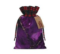 Bolsas de regalo de fiesta de Navidad con estampado de mármol de textura morada oscura, con cordón de lino, bolsas de joyería de caramelos, tela a cuadros de bloqueo de color