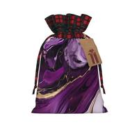 Bolsas de regalo de fiesta de Navidad con estampado de mármol de textura morada oscura, con cordón de lino, bolsas de joyería de caramelos, tela a cuadros de bloqueo de color