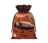 Bolsas de regalo de fiesta de Navidad con estampado de planeta de Marte, con cordón de lino, para Navidad, vacaciones, boda, dulces, bolsas de joyería, tela a cuadros de bloqueo de color