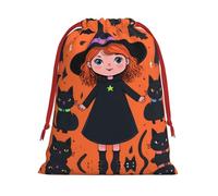 Bolsas de regalo de fiesta de Navidad de felpa ultra suave con estampado de bruja pequeña, con cordón, regalos de dulces de Navidad, bolsas de joyería de boda