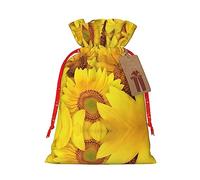 Bolsas de regalo de flores amarillas con cordón de girasoles, bolsas de dulces de Navidad reutilizables para regalos, fiesta de Navidad, vacaciones