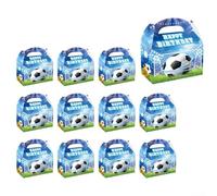 Bolsas de regalo de fútbol alternativas, 12 cajas de regalo de feliz cumpleaños con patrón de portería para fiestas infantiles, recuerdos de boda, suministros de baby shower