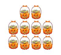 Bolsas de regalo de Halloween - 10 bolsas transparentes de calabaza | Organizador de bolsas de dulces de Halloween | Bolsa de golosinas de miedo con asa resellable para aula, fiesta, truco o trato