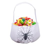 Bolsas de regalo de Halloween - bolsa no tejida de 30x40cm con asa, organizador de favor festivo, truco reutilizable o de procesamiento | Impresión espeluznante para almacenamiento de bonbo, White