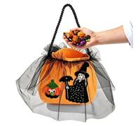 Bolsas de regalo de Halloween con asa bordada no tejida | Bolsas de golosinas de bruja y calabaza para fiestas, escuela, aula, calle, centro comercial, hogar, parque, tienda, oficina
