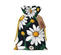 Bolsas de regalo de lino con cordón y estampado de flores florales y margaritas, bolsas de Navidad, embalaje de dulces para bodas, fiestas de cumpleaños