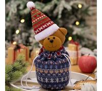 Bolsas de regalo de muñeca de punto de Navidad, bolsas de regalo de Navidad reutilizables con cordón hechas de fieltro grueso y lino, decoración 3D, bolsa de dulces de tela con forma festiva, bolsas