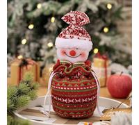 Bolsas de regalo de muñeca de punto de Navidad, bolsas de regalo de Navidad reutilizables con cordón hechas de fieltro grueso y lino, decoración 3D, bolsa de dulces de tela con forma festiva, bolsas