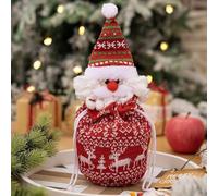 Bolsas de regalo de muñeca de punto de Navidad, bolsas de regalo de Navidad reutilizables con cordón hechas de fieltro grueso y lino, decoración 3D, bolsa de dulces de tela con forma festiva, bolsas