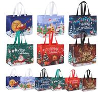 Bolsas de regalo de Navidad 12 piezas Bolsas de mano navideñas reutilizables con asas resistentes 2024 Bolsas navideñas grandes no tejidas para compras Envoltura de regalos Suministros para fiestas na