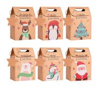 Bolsas de regalo de Navidad, 24 cajas de regalo de papel kraft, bolsas de Navidad, bolsas de regalo, cajas de dulces con etiquetas, cordeles para suministros de fiesta de Navidad (marrón kraft de