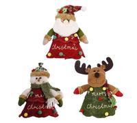 Bolsas de regalo de Navidad, 3 unidades bolsa con cremallera reutilizable, bolsas 3D con muñeca, Papá Noel, muñeco de nieve, ciervo y fruta navideña - Para caramelos, galletas, frutas, pequeños