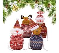 Bolsas de regalo de Navidad - 4 unidades Papá Noel muñeco de nieve reno oso - Bolsitas para dulces, galletas, bombones, piruletas | para caramelos y trabajos artesanales