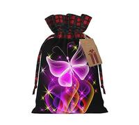 Bolsas de regalo de Navidad a cuadros con etiquetas, bolsas de dulces de Navidad, bolsas pequeñas de regalo de Halloween, mariposas bailando