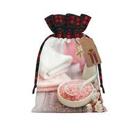 Bolsas de regalo de Navidad a cuadros con etiquetas, bolsas de dulces de Navidad, bolsas pequeñas de regalo de Halloween, tema de spa