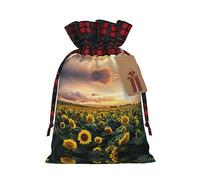 Bolsas de regalo de Navidad a cuadros de búfalo con etiquetas, bolsas de dulces de Navidad, bolsas de regalo pequeñas de Halloween, bolsas de regalo de golosinas, girasol granja