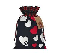 Bolsas de regalo de Navidad a cuadros de búfalo con etiquetas, bolsas de dulces de Navidad, pequeñas bolsas de regalo de Halloween, feliz día de San Valentín 2