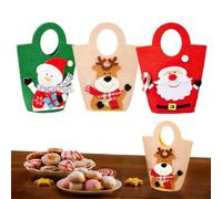 Bolsas de regalo de Navidad | Bolsas de fieltro para fiesta de Navidad de 3 piezas | Cesta de tela reutilizable temática para escuela, evento, cumpleaños, Halloween, aperitivos | Galletas palomitas