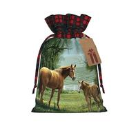 Bolsas de regalo de Navidad, bolsas de Navidad reutilizables para regalos, bolsas de regalo de Navidad, bolsa de fiesta de Navidad, animales a granel, pinturas bordadas, caballos
