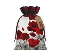 Bolsas de regalo de Navidad, bolsas de Navidad reutilizables para regalos, bolsas de regalo de Navidad, bolsa de fiesta de Navidad, flor de amapola roja a granel